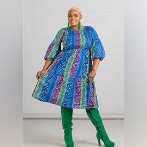 Karachic colorful leopard OS dress. African inspired blue purple afrikan